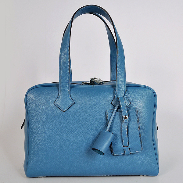 8655MB Hermes Victoria Bag in pelle clemence in Medium Blue con